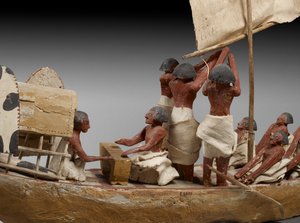 Model łodzi pogrzebowej, Beni Hasan, prawdopodobnie Państwo Środka, c.2060-1786, detal mieszany z 107032 autorstwa Egyptian