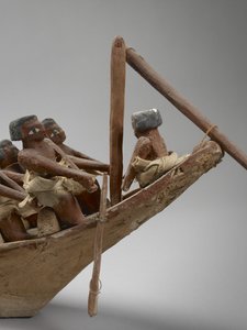 Model łodzi pogrzebowej, Beni Hasan, prawdopodobnie Państwo Środka, c.2060-1786, detal mieszany z 107032 autorstwa Egyptian