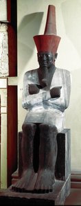 Antykwit egipski: posąg faraona Montuhotepa II (lub Mentuhotepa II). 11 dynastia. Z Deir el Bahari. Wymiar. 83 cm. Kair. Muzeum Egipskie