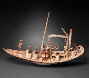 Model łodzi żaglowej przewożącej mumię, ok. 1900-1885 pne (drewno, farba)