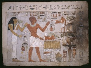 Fragment muru z grobowca Amenemheta i jego żony Hemet, Państwo Środka autorstwa Egyptian 12th Dynasty