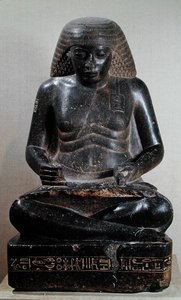 Amenhotep, syn Hapu, siedzący ze skrzyżowanymi nogami, ze świątyni Amona w Karnaku, ok. 1391-53 p.n.e. (granit) autorstwa Egyptian 18th Dynasty