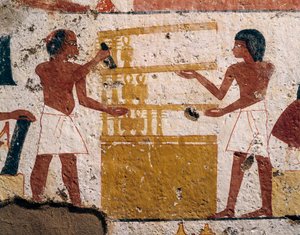 Egipt, Luksor, Teby Zachodnie, Dolina Szlachty. Grobowiec Nenamon i Ipuki. Fresk przedstawiający stolarzy przy pracy. (Nowe Królestwo, XVIII dynastia) autorstwa Egyptian 18th Dynasty