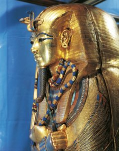 Cywilizacja egipska, sarkofag Tutenchamona, zdobiony złotem i kamieniami półszlachetnymi autorstwa Egyptian 18th Dynasty