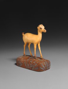Gazela, ok. 1390-1353 p.n.e. (słoń kość słoniowa, drewno, wkładka z niebieskim pigmentem) autorstwa Egyptian 18th Dynasty