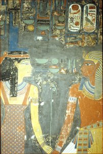 Horemheb i Izyda, z grobowca Horemheba (ok. 1323-1295 pne) Nowe Królestwo (malarstwo ścienne) autorstwa Egyptian 18th Dynasty