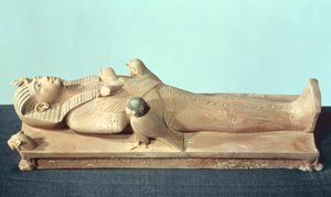 Wizerunek króla na jego łożu pogrzebowym, z grobowca Tutanchamona (ok. 1370-52 pne) Nowe Królestwo (drewno)