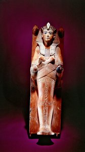 Wizerunek króla na jego łożu pogrzebowym, z grobowca Tutanchamona (ok. 1370-52 pne) Nowe Królestwo (drewno) (patrz także 149292)
