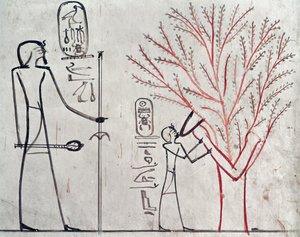 Izyda przemieniona w sykomorę, która wykarmiła Totmesa III (ok. 1479-1425 p.n.e.) (malowidło ścienne) autorstwa Egyptian 18th Dynasty