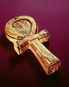 Lustro w kształcie ankh, z grobowca Tutanchamona (ok. 1370-1352 pne) Nowe Królestwo (pozłacane drewno)