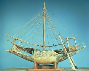 Model jednej z łodzi faraonów, z grobowca Tutanchamona (ok. 1370-52 pne) Nowe Królestwo (drewno)