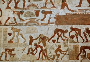 Rekhmere kontroluje pracowników cegielni i hutnictwa autorstwa Egyptian 18th Dynasty