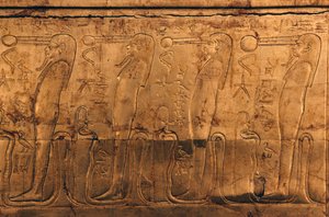 Reliefi kullatulla puuarkulla, Puolan Tutankhamonin aarre autorstwa Egyptian 18th Dynasty
