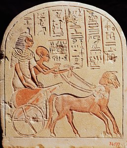 Stela przedstawiająca skrybę prowadzącego rydwan, z Tell El-Amarna, New Kingdom, c.1353-1337 pne