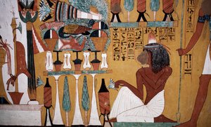 Malowidło ścienne, Grobowiec Sennedżema, Dolina Królów, Luksor, Teby (wpisane na listę światowego dziedzictwa UNESCO) autorstwa Egyptian 18th Dynasty