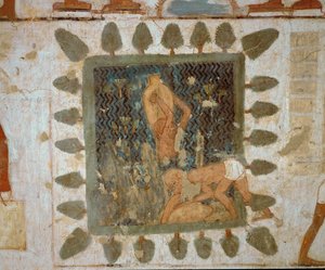 Robotnicy niosący wazony (malowidło ścienne) autorstwa Egyptian 18th Dynasty