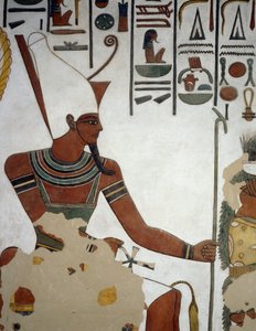 Atun, fragment fresków w drugiej komnacie Grobowca Nefertari, Dolina Królowych, Luksor, Teby (Lista Światowego Dziedzictwa UNESCO autorstwa Egyptian 19th Dynasty
