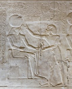 Płaskorzeźba, świątynia Seti I, Abydos, Egipt autorstwa Egyptian 19th Dynasty