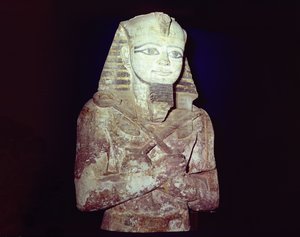 Kolos Ramzesa II (1279-1213 pne) detal z filaru Ozyryda, ze świątyni Gerfa Husajna, Nubia, Nowe Państwo (piaskowiec) autorstwa Egyptian 19th Dynasty