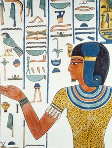 Kolumna z Hornedjitef, fragment fresków w komorze grobowej Nefertari, Dolina Królowych, Luksor, Teby (lista światowego dziedzictwa UNESCO autorstwa Egyptian 19th Dynasty