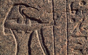 Przedstawienie Thota, fragment inskrypcji i płaskorzeźba Thota i Horusa, sarkofag Amenhotepa, Memphis (Lista Światowego Dziedzictwa UNESCO) autorstwa Egyptian 19th Dynasty