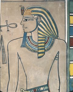 Egipt, starożytne Teby, Dolina Królów, fresk przedstawiający faraona Amenhotepa III autorstwa Egyptian 19th Dynasty