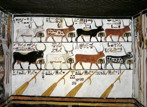 Egipt, Teby, Luksor, Dolina Królowych, Grób Nefertari, Aneks do przedpokoju, Malowidła ścienne, Ilustrowana Księga Umarłych, rozdział 89 autorstwa Egyptian 19th Dynasty