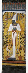 Egipt, Teby, Luksor, Dolina Królowych, Grób Nefertari, malowidło ścienne Ozyrysa w komorze grobowej z XIX dynastii autorstwa Egyptian 19th Dynasty