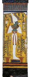 Egipt, Teby, Luksor, Dolina Królowych, Grób Nefertari, malowidło ścienne Ozyrysa w komorze grobowej z XIX dynastii autorstwa Egyptian 19th Dynasty