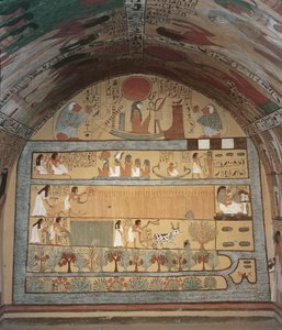 Scena żniw na wschodniej ścianie, z grobowca Sennedjem, Wioska Robotnicza, Nowe Państwo (malowidło ścienne)