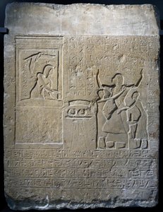 Hormin, szef haremu króla, nagrodzony złotymi naszyjnikami podarowanymi mu przez Setiego I, wapienna stela autorstwa Egyptian 19th Dynasty