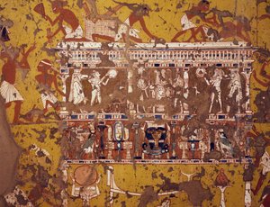Kaiverretun bierin valmistus, fresko, kuvanveistäjä Ipyn hauta, Deir el-Medina Theban Necropolis (Unescon maailmanperintöluettelo puolalainen autorstwa Egyptian 19th Dynasty