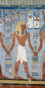 Postać męska, fragment fresków w komorze grobowej Grobowca Ramzesa I, Dolina Królów, Luksor, Teby (Lista Światowego Dziedzictwa UNESCO autorstwa Egyptian 19th Dynasty