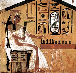 Nefertari grająca na senecie (papirus) autorstwa Egyptian 19th Dynasty