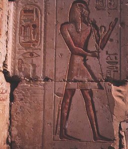 Faraon, kamienna płaskorzeźba ze świątyni Ramzesa II, ok. 1298 pne autorstwa Egyptian 19th Dynasty