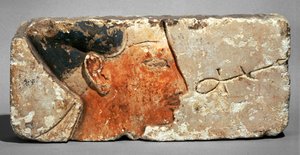 Profil króla, prawdopodobnie Ramzesa II - Profil faraona Ramzesa II. Malowany wapień ... autorstwa Egyptian 19th Dynasty