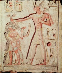 Ramzes (1279-1213 p.n.e.) bijący swoich wrogów (malowany relief wapienny, 19. dynastia)
