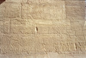 Relief przedstawiający wojska egipskie szturmujące miasto Hetytów Dapur, z Wielkiej Sali Hypostyle, New Kingdom, C.1297-1185 pne