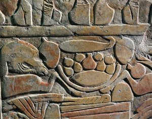 Relief przedstawiający ofiary żywnościowe dla bóstw, z Abydos autorstwa Egyptian 19th Dynasty