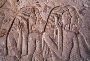 Relief przedstawiający grupę kobiet, grobowiec Letycji, Sakkara, Egipt, cywilizacja egipska, Nowe Państwo, XIX dynastia autorstwa Egyptian 19th Dynasty