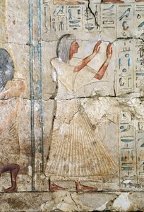 Relief z grobowca Netcherouymesa, wysokiego urzędnika Ramzesa II, 2475 p.n.e., Sakkara, cywilizacja egipska, Nowe Państwo, dynastia XIX autorstwa Egyptian 19th Dynasty