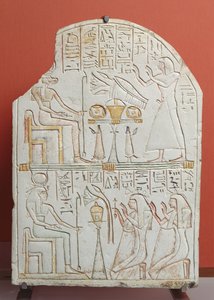 Stela z Penboui, strażnik Deir el-Medina, z Teb, Nowe Królestwo (malowany kamień)