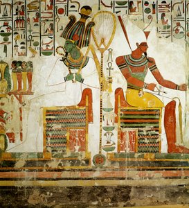 Bogowie Ozyrys i Atum, z grobowca Nefertari, Nowe Królestwo (malarstwo ścienne)