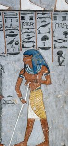 Bóg Atum, fresk, komora grobowa, Grób Ramzesa I (KV16), Dolina Królów, Teby (Lista Światowego Dziedzictwa UNESCO autorstwa Egyptian 19th Dynasty