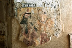 Antyk egipski: przedstawienie Szuroya i jego żony w kulcie. Malowidło z grobowca Szuroy (TT13). XX dynastia. 1190-1077 p.n.e. Nekropola Dra Abu el-Naga, zachodni brzeg Luksoru, Egipt autorstwa Egyptian 20th Dynasty