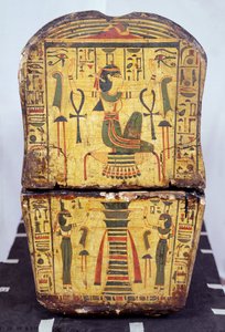 Widok końca trumny mumii Nesyamona, prawdopodobnie znalezionej w Deir El-Bahri, Nowe Królestwo, ok. 1100 pne (malowane drewno) autorstwa Egyptian 20th Dynasty