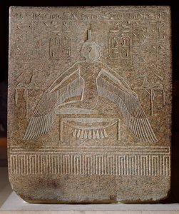 Isis Pterophor, z sarkofagu Ramzesa III (ok. 11854-1153 pne) z jego grobowca w Dolinie Królów, Nowe Królestwo (różowy granit)