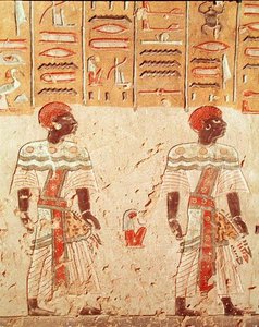 Nubijczycy, z grobu Ramzesa III (ok.1184-1153 pne) Nowe Królestwo autorstwa Egyptian 20th Dynasty