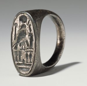Pierścień należący do Ramzesa IV (1153-1147 pne) Nowe Państwo (srebrny)