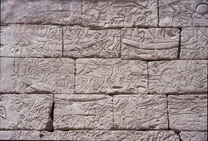Ludzie morza, bitwa morska pod Ramzesem III, Medinet Habu, kamień 1195-64 pne